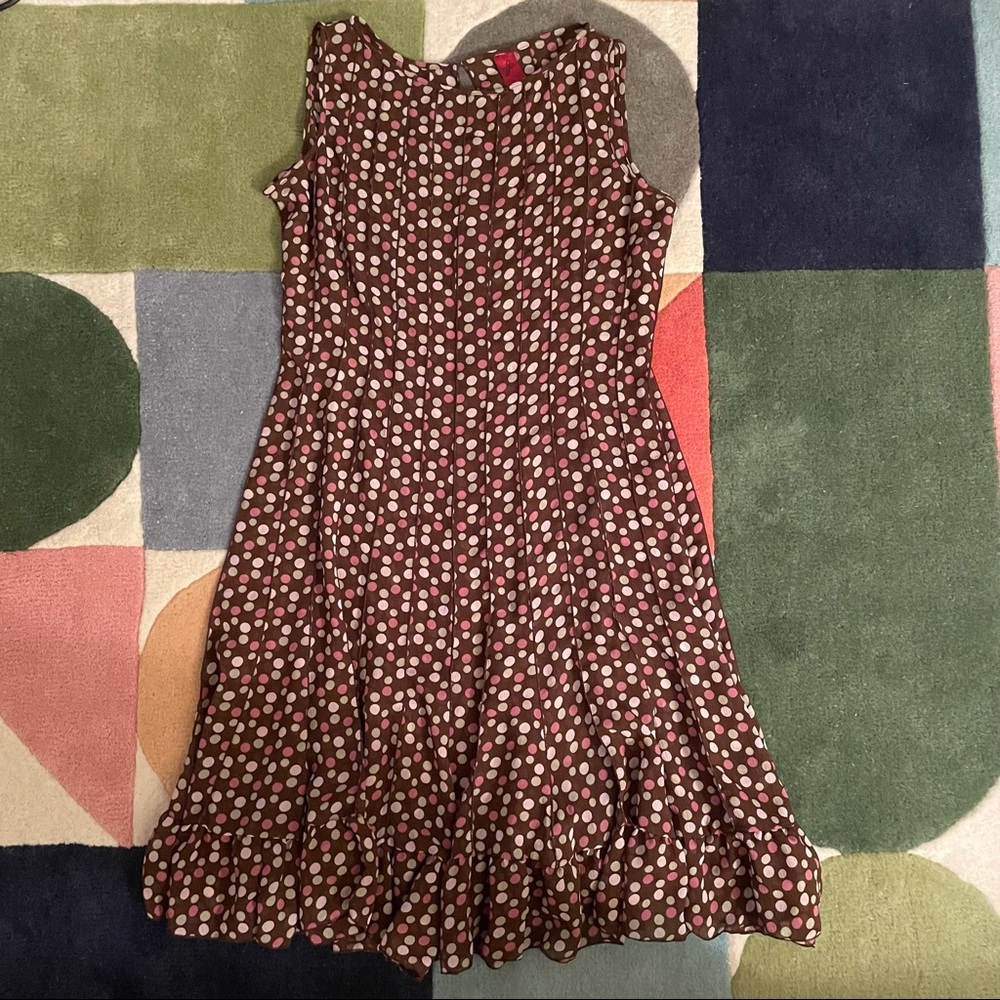brown polka dot sheer dress